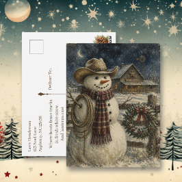 カウボーイの雪だるまのカントリー＆ウエスタンチャリティーズ ポストカード