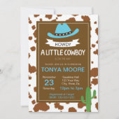 カウボーイの青色児のシャワーの招待状 招待状 (正面)