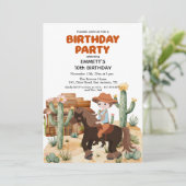 カウボーイの騎馬 10歳の誕生日パーティー 招待状 (スタンド正面)