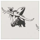 カウボーイの黒の長角牛の雄牛の頭部 ファブリック (クローズアップ)