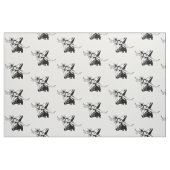 カウボーイの黒の長角牛の雄牛の頭部 ファブリック (ファットクウォーター)