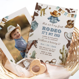 カウボーイの2回目のロデオ写真の誕生日パーティー 招待状