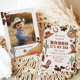 カウボーイの2回目のロデオ写真の誕生日パーティー 招待状