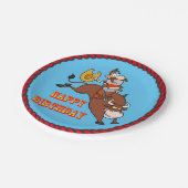 カウボーイのBullの乗馬のハッピーバースデーの紙皿 ペーパープレート (アングル)