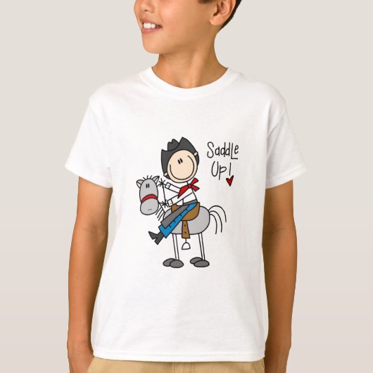 カウボーイのTシャツおよびギフトにサドルを置いて下さい Tシャツ (正面)