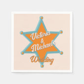 カウボーイはっきりしたウカラフルウェスタン保安官のバッジ スタンダードカクテルナプキン (正面)