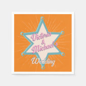 カウボーイはっきりしたウカラフルウェスタン保安官のバッジ スタンダードカクテルナプキン (正面)