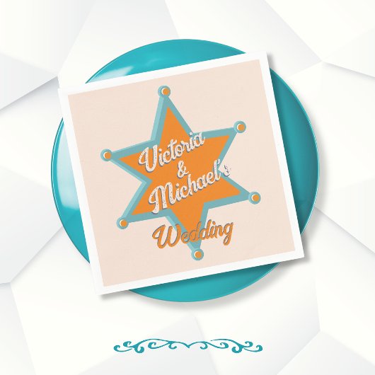 カウボーイはっきりしたウカラフルウェスタン保安官のバッジ スタンダードカクテルナプキン