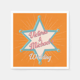 カウボーイはっきりしたウカラフルウェスタン保安官のバッジ スタンダードカクテルナプキン