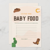 カウボーイはベビー食品ベビーシャワーゲームカードを推測 招待状 (正面/裏面)