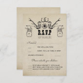 カウボーイは国素朴な結婚RSVPに蹄鉄を打ちます 出欠カード (正面/裏面)