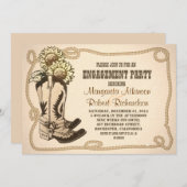 カウボーイは素朴な婚約パーティの招待状に蹄鉄を打ちます 招待状 (正面/裏面)