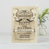 カウボーイは西部の婚約パーティの招待状に蹄鉄を打ちます 招待状 (スタンド正面)