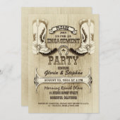 カウボーイは西部の婚約パーティの招待状に蹄鉄を打ちます 招待状 (正面/裏面)