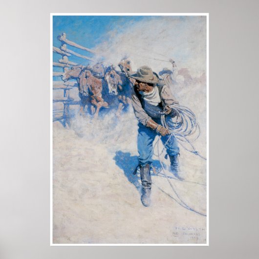 カウボーイは馬を洗い、1904年 ポスター (正面)