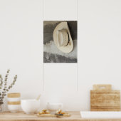 カウボーイぶら下がったハットのログキャビンの壁 ポスター (キッチン)