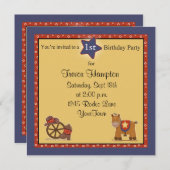 カウボーイまたはカウガール誕生日パーティー 招待状 (正面/裏面)