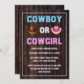 カウボーイまたはカウガール ウェスタン 性別発表 招待状 (正面/裏面)