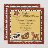 カウボーイまたは女性のカーボーイのベビーシャワーの招待状 招待状 (正面/裏面)