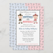 カウボーイまたは女性のカーボーイの性はパーティーを明らかにします 招待状 (正面/裏面)