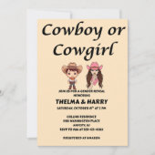 カウボーイまたは女性のカーボーイの性別でパーティーを表示 招待状 (正面)