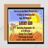 カウボーイまたは女性のカーボーイの誕生日のパーティの招待状 招待状 (正面/裏面)