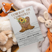 カウボーイまたは女性のカーボーイウェスタン・ジェンダー・リビール 招待状