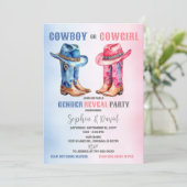 カウボーイまたは女性のカーボーイジェンダーリビールパーティの招待状 招待状 (スタンド正面)