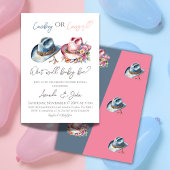 カウボーイまたは女性のカーボーイハット青ピンク性別リビール 招待状