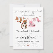 カウボーイまたは女性のカーボーイリビールクロースレインベビーシャワー 招待状 (正面)