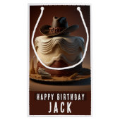 カウボーイをテーマにした誕生日抱き枕 スモールペーパーバッグ (裏面)