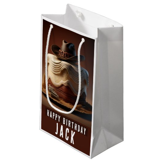 カウボーイをテーマにした誕生日抱き枕 スモールペーパーバッグ (正面アングル)