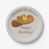 カウボーイをテーマにした誕生日 ペーパープレート (正面)