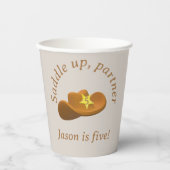 カウボーイをテーマにした誕生日 紙コップ (正面)