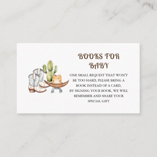 カウボーイをテーマにした赤ちゃんシャワー予約リクエスト エンクロージャーカード (正面)