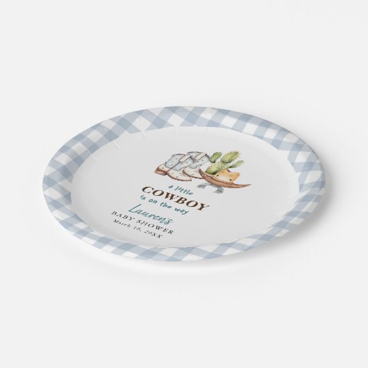 カウボーイをテーマにした赤ちゃんシャワー ペーパープレート (アングル)