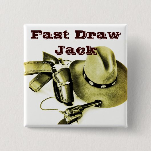 カウボーイアクション射撃、 発砲エイリアスボタンピン 缶バッジ (正面)