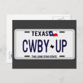 カウボーイアップ!CWBY UPテキサス州ライセンスプレート ポストカード (正面/裏面)