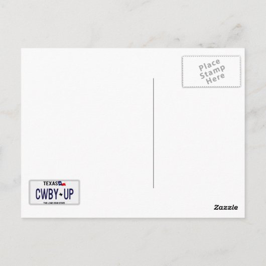 カウボーイアップ！CWBY UPテキサス州ライセンスプレート ポストカード (裏面)