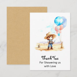 カウボーイアドベンチャー男の赤ちゃんワイルドウエストシャワー サンキューカード