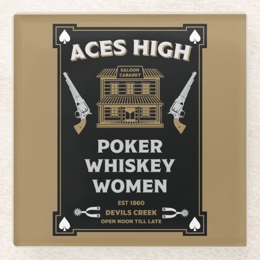 カウボーイアメリカンフロンティアサロン ガラスコースター (正面)