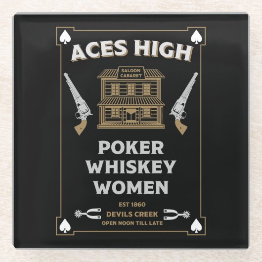 カウボーイアメリカンフロンティアサロン ガラスコースター (正面)