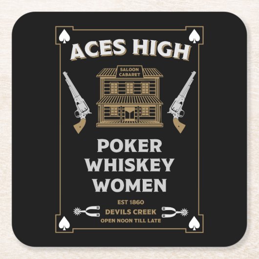 カウボーイアメリカンフロンティアサロン スクエアペーパーコースター (正面)