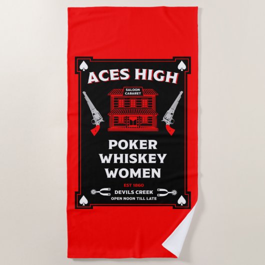 カウボーイアメリカンフロンティアサロン ビーチタオル (正面)