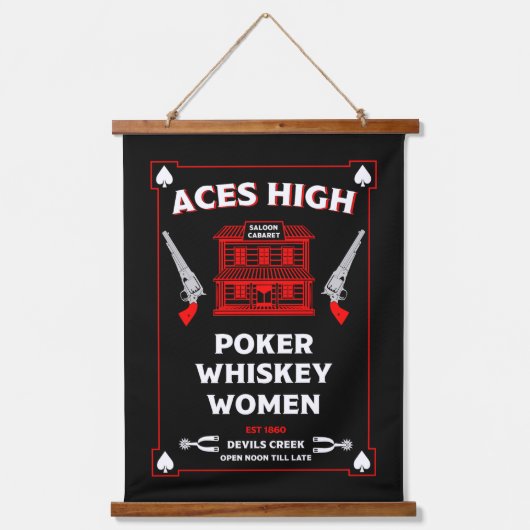 カウボーイアメリカンフロンティアサロン 吊り下げ型タペストリー (正面)