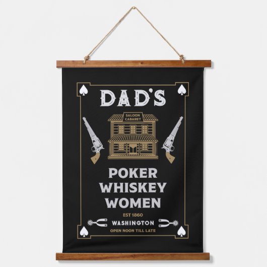 カウボーイアメリカンフロンティアサロン 吊り下げ型タペストリー (正面)