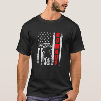 カウボーイアメリカ国旗USA愛国馬Weに乗る Tシャツ