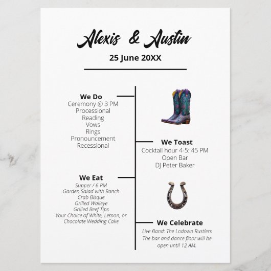 カウボーイアンドブライドウェスタンスタイル結婚式 プログラム (正面)