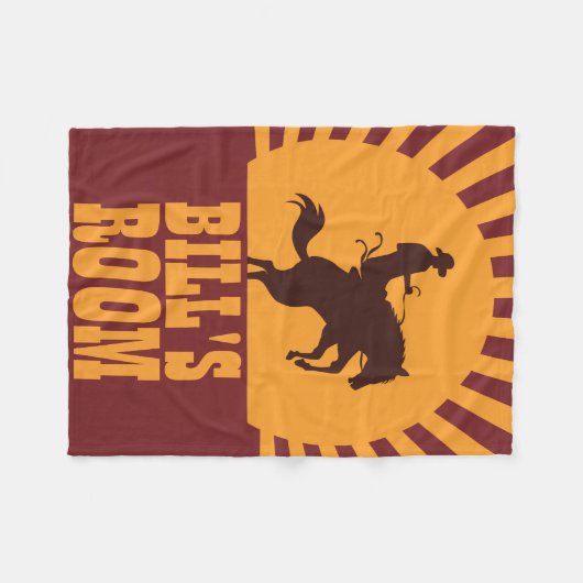 カウボーイアンドホースロデオサンセット フリースブランケット (正面(横))