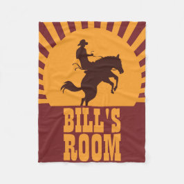 カウボーイアンドホースロデオサンセット フリースブランケット